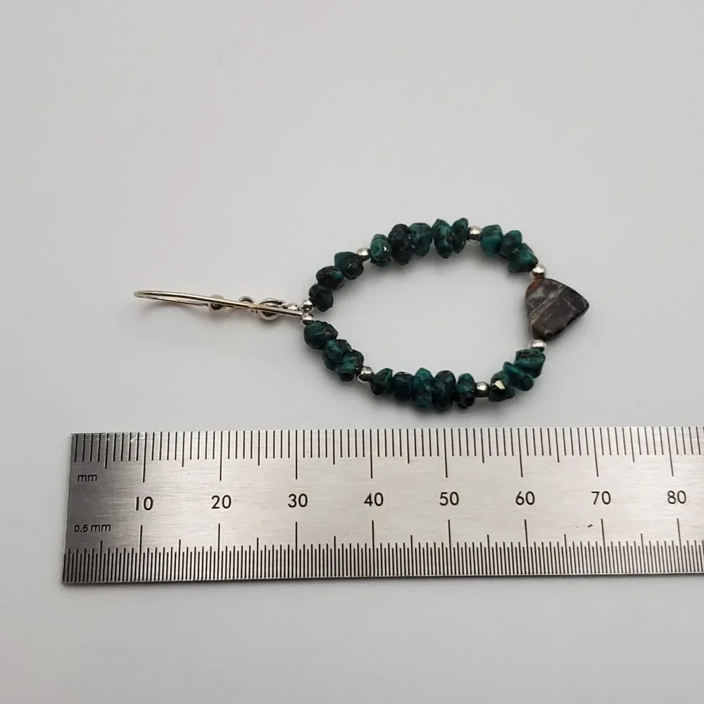 925 Sterling Silver Unique Handmade Two Types Of Stone Heart Earrings - Picture 4 of 5